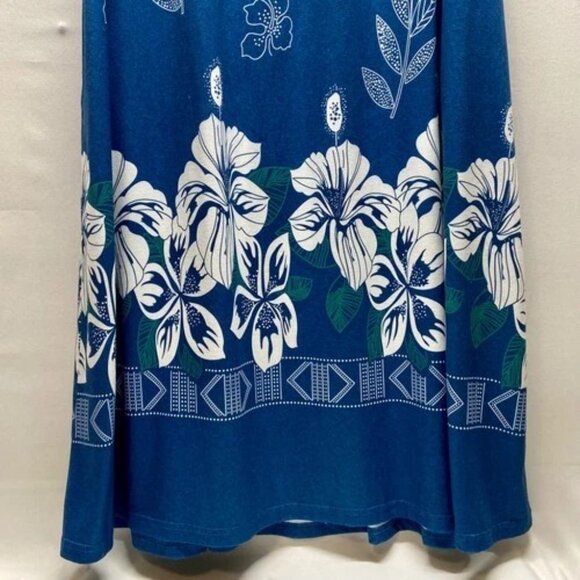 Housecoat Nightgown Women's Large Blue White Floral Short Sleeve Moo Moo Dress - Picture 7 of 11